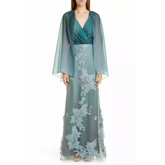 Patricia Bonaldi Dresses & Skirts - SALE! PATBO Sage Ombre Cape Chiffon Beaded gown